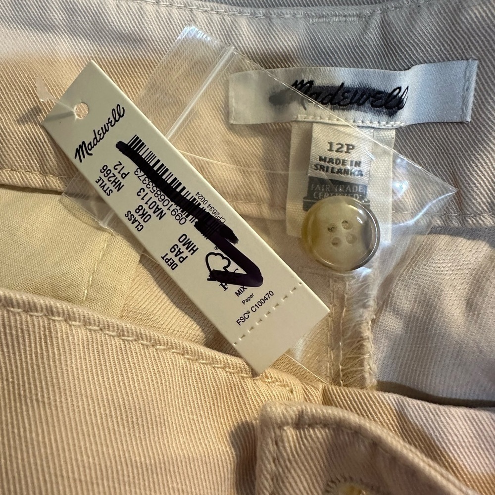 Madewell Harlow Wide Leg Linen Blend Pants Seed Khaki 12 Petite NWT - Picture 6 of 11